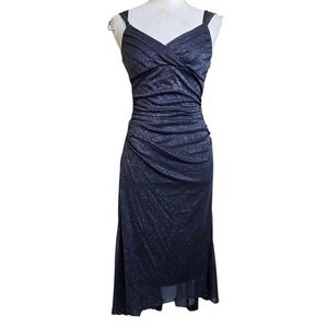 Vtg Y2K Trixxi Small Gray Glitter‎ Whimsigoth Sleeveless Party Dress Midi Formal